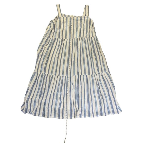 J.Jill 100% Cotton Blue White Striped Sundress Size 4X Tiered Maxi Dress Boho‎ - Picture 7 of 7